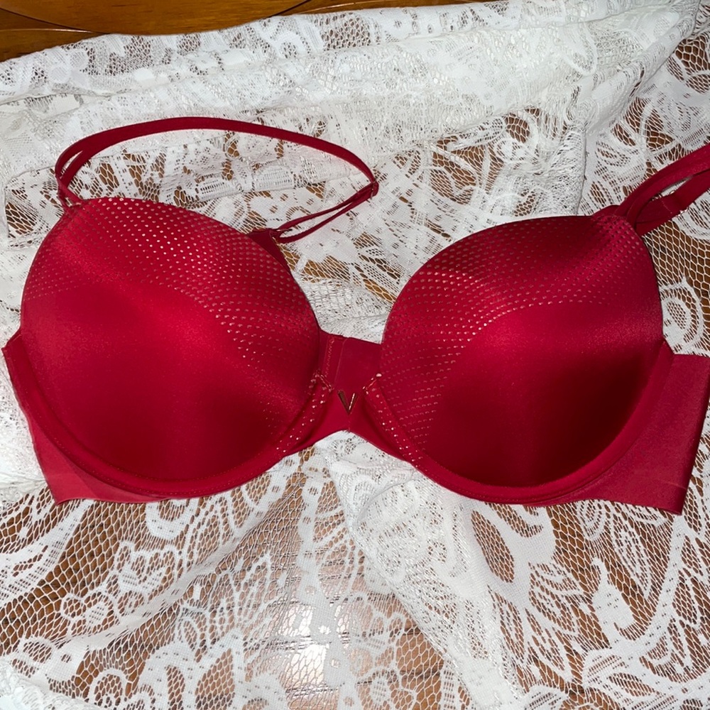 Victoria’s Secret Push-Up Bra Red with Gold Shimmer